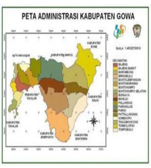 Gambar 2: Peta Administrasi Kabupaten Gowa  Sumber: http://gowakab.go.id 