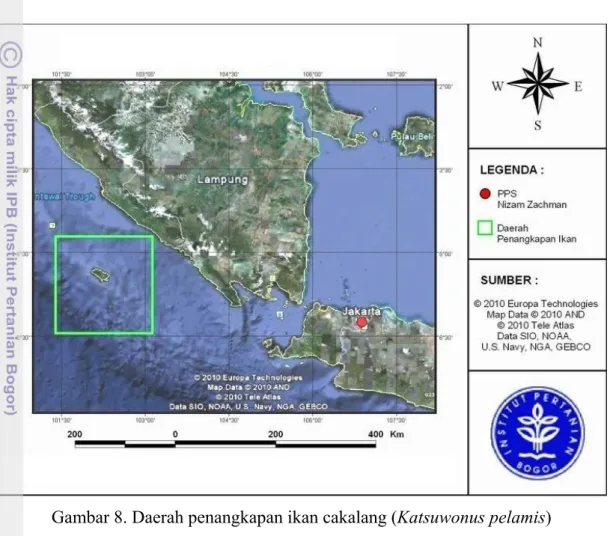 Gambar 8. Daerah penangkapan ikan cakalang (Katsuwonus pelamis) 