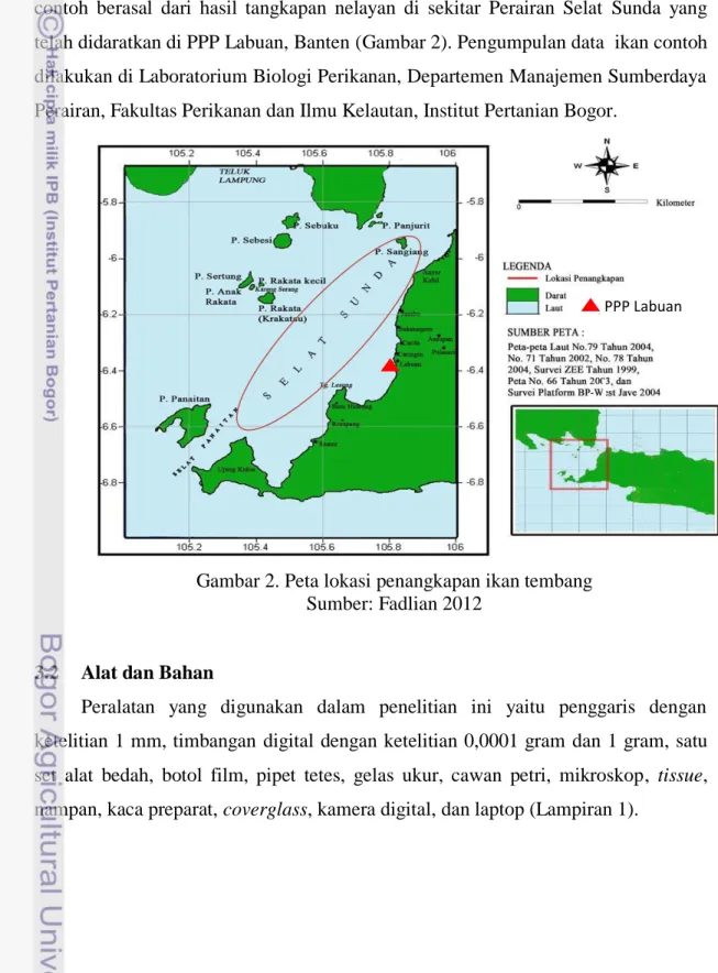 Gambar 2. Peta lokasi penangkapan ikan tembang   Sumber: Fadlian 2012 
