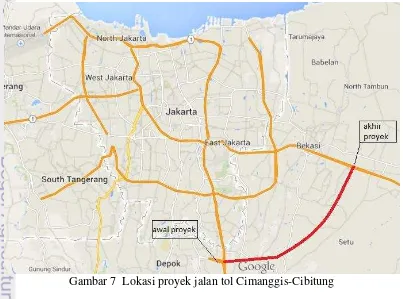 Gambar 7  Lokasi proyek jalan tol Cimanggis-Cibitung 