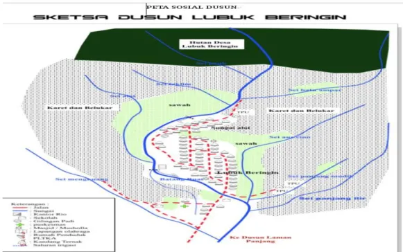 Gambar 1. Peta Kawasan Lubuk Larangan Desa Lubuk Beringin  Sumber: Kantor Rio Desa Lubuk Beringin, 2015