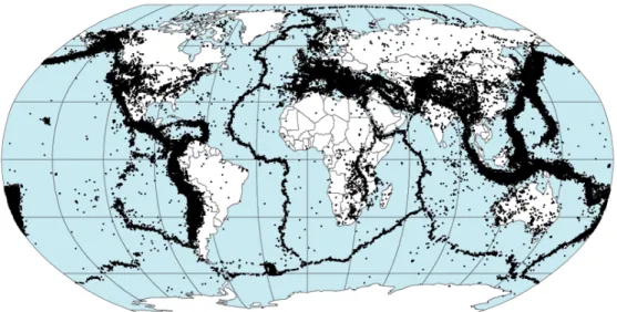 Gambar 2.2  Distribusi Gempa Bumi di Dunia  (sumber: Wikipedia) 