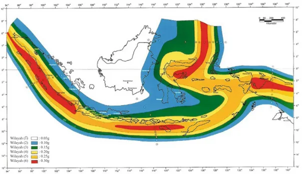 Gambar 6.  Peta Zona Gempa Indonesia (SNI 03-1726-2002) 