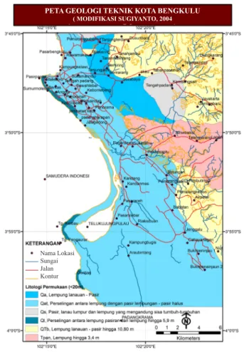 Gambar 7.  Peta Geologi Teknik Kota Bengkulu  (modifikasi Sugiyanto, 2004)