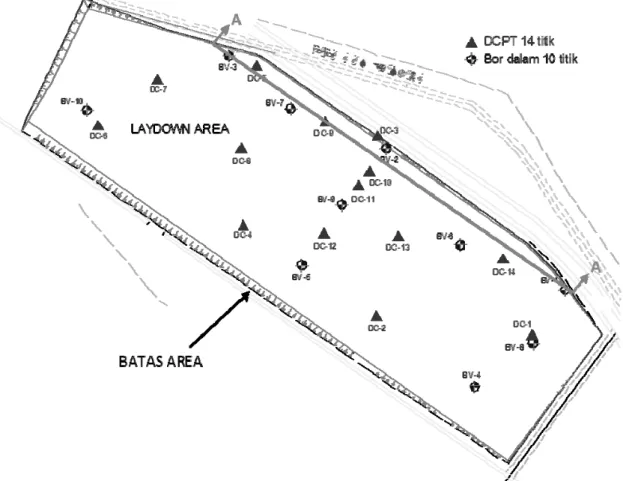 Gambar 2. Lokasi titik-titik penyelidikan tanah di lapangan