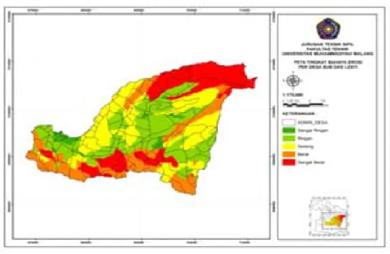 Gambar 5.  Peta Tingkat Bahaya Erosi Per Desa KESIMPULAN DAN SARAN