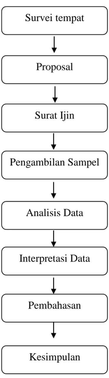 Gambar 3. Skema Jalannya Penelitian Survei tempat Proposal Surat Ijin Pengambilan Sampel Analisis Data Interpretasi Data Pembahasan Kesimpulan 