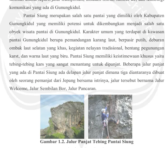 Gambar 1.2. Jalur Panjat Tebing Pantai Siung  Sumber : Data Penulis 