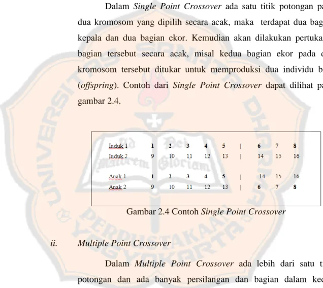 Gambar 2.4 Contoh Single Point Crossover 