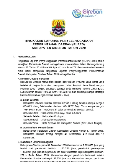 RINGKASAN LAPORAN PENYELENGGARAAN PEMERINTAHAN DAERAH (RLPPD) KABUPATEN ...