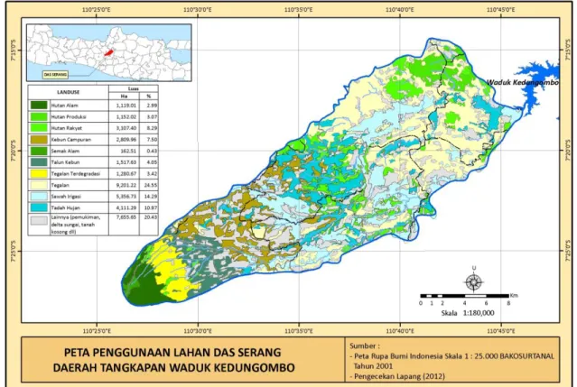 Gambar 1.  Peta penggunaan lahan di Sub-DAS Serang DTW Kedung Ombo 