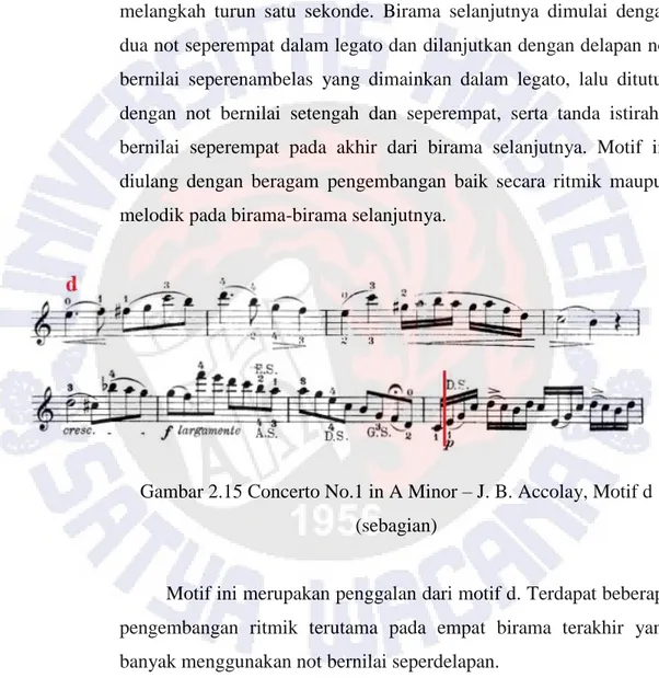 Gambar 2.15 Concerto No.1 in A Minor – J. B. Accolay, Motif d  (sebagian) 