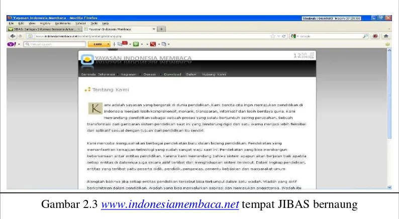 Gambar 2.3 www.indonesiamembaca.net tempat JIBAS bernaung 