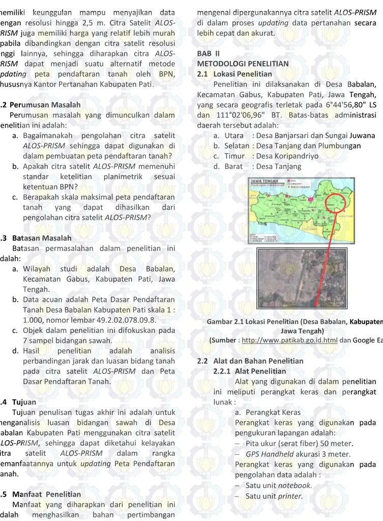 Gambar 2.1 Lokasi Penelitian (Desa Babalan, Kabupaten Pati  Jawa Tengah) 