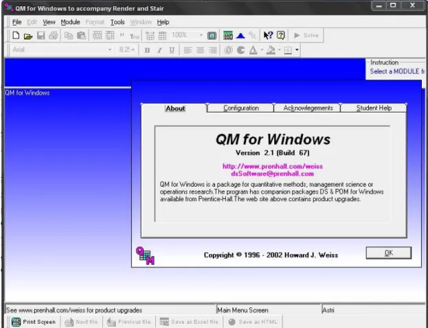 Gambar 2.10 Tampilan awal program QM for Windows 
