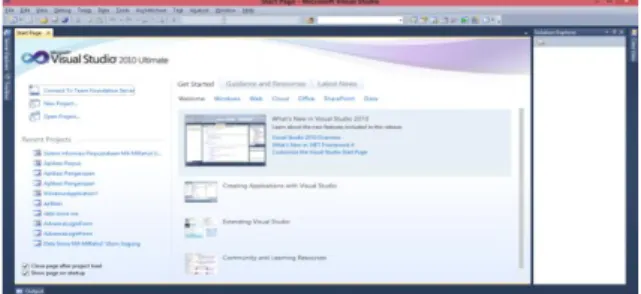 Gambar 2. Tampilan Start page Visual Basic 2010 