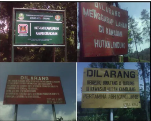 Gambar 8. Papan-papan peringatan di Kawasan Konservasi Resort Kamojang 