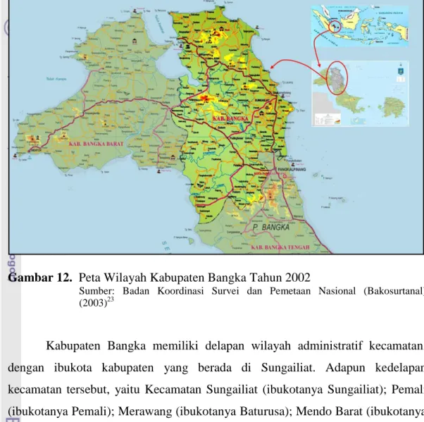 Gambar 12.  Peta Wilayah Kabupaten Bangka Tahun 2002 