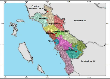 Gambar 1. Lokasi Penelitian di Provinsi Sumatera Barat 