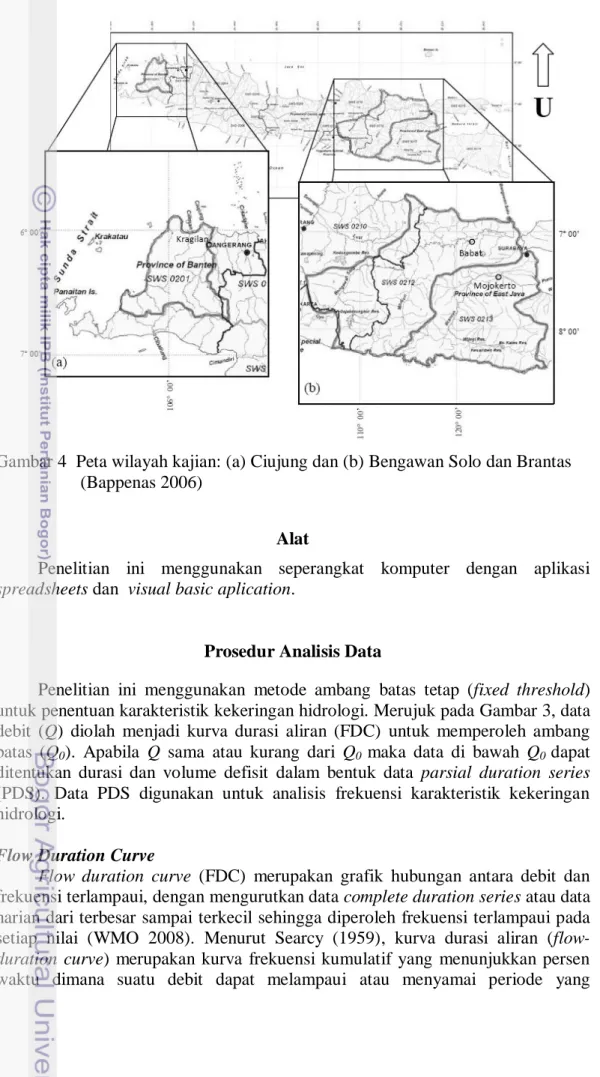 Gambar 4  Peta wilayah kajian: (a) Ciujung dan (b) Bengawan Solo dan Brantas  (Bappenas 2006) 