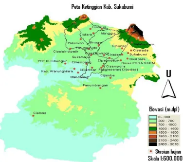 Gambar 5. Peta Topografi Kabupaten Sukabumi  Asumsi : 