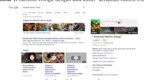 Gambar 1. Skrinsut Google dengan kata kunci “kerajinan bambu Dlingo” 