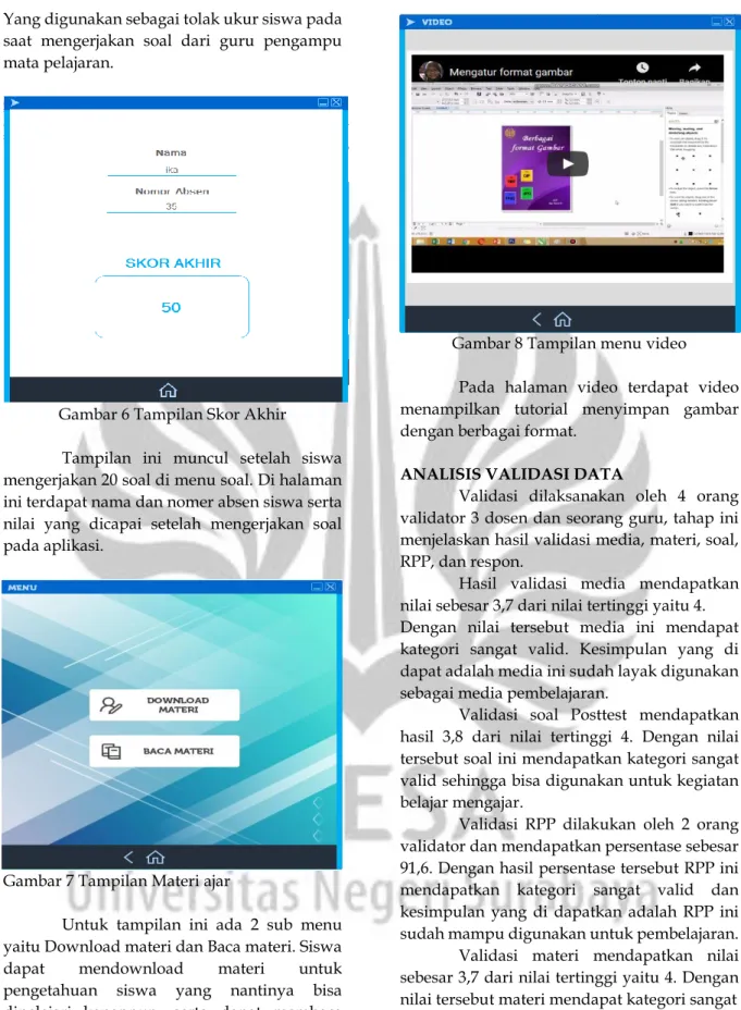 Gambar 6 Tampilan Skor Akhir 