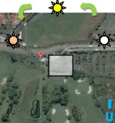 Gambar 5. Tinjauan arah matahari di Arcamanik  Sumber:google map 