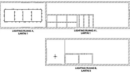 Gambar 4.5 Denah Titik Lampu Roemah Seni Sarasvati  Sumber: Analisis penulis 