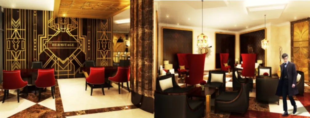 Gambar 9. Final design 3d view Lobby &amp; Lounge  Sumber: penulis 