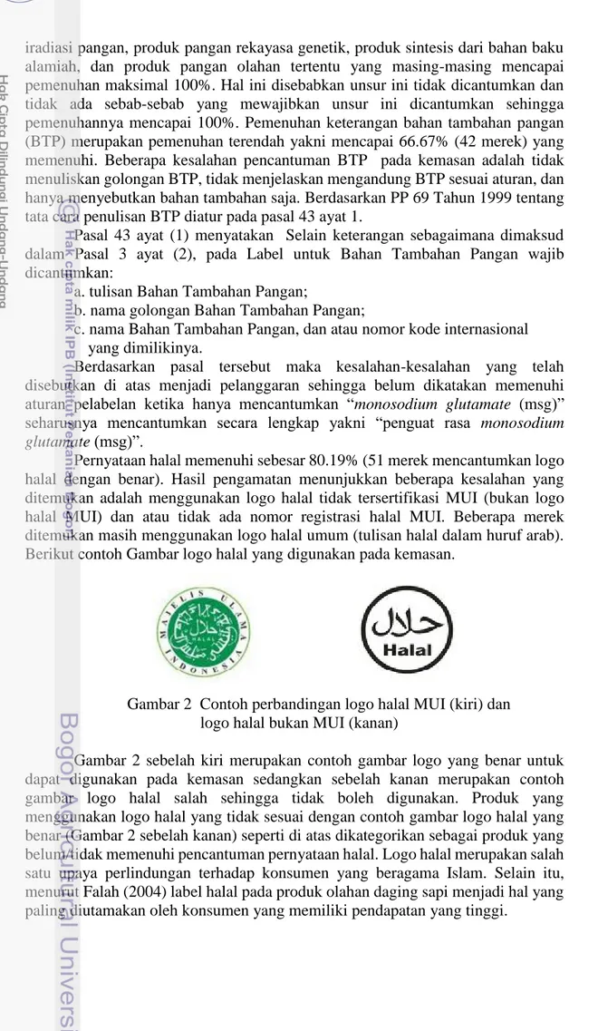 Gambar 2  Contoh perbandingan logo halal MUI (kiri) dan          logo halal bukan MUI (kanan) 