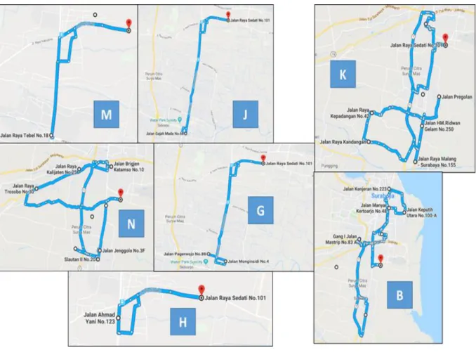 Gambar 2. Contoh hasil rute model yang terbentuk