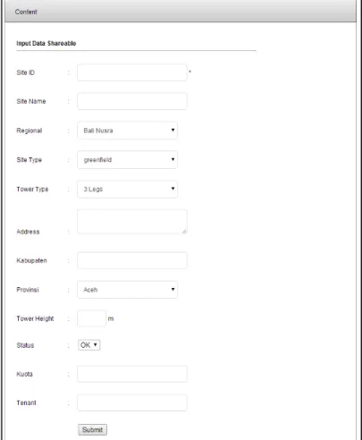 Gambar 10. Halaman Form Input Data Shareable