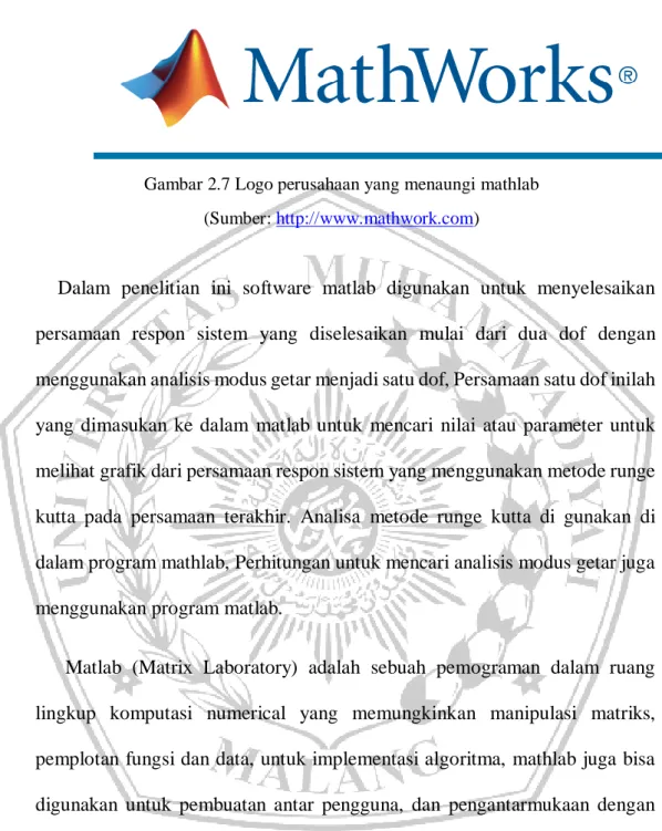 Gambar 2.7 Logo perusahaan yang menaungi mathlab  (Sumber: http://www.mathwork.com) 