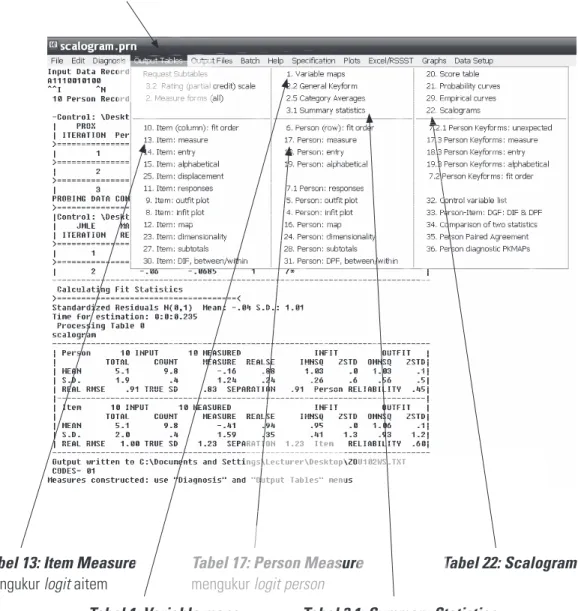 Tabel 13: Item Measure  mengukur logit aitem