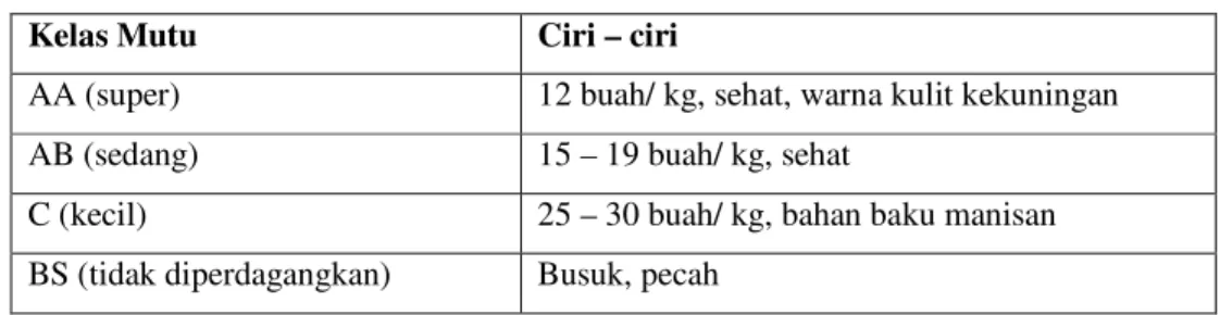 Tabel 1.  Penggolongan buah salak bali (Suhardjo et al.,  1995) 