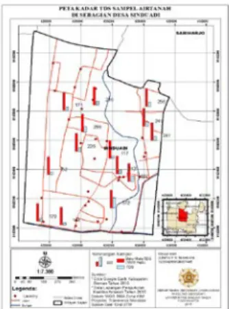 Gambar 6.  Peta  Kadar  pH  Sampel Airtanah di  Sebagian Desa Sinduadi 