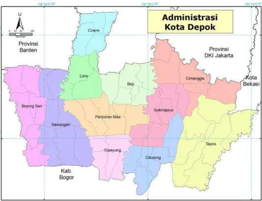 Gambar 3.1. Peta Administrasi Kota Depok 
