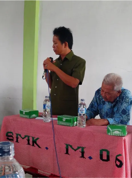 Gambar 4.8. foto pimpinan ranting muhammadiyah saat memebrikan kata  sambutan dan pembukaan acara pelatihan 