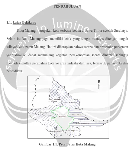 Gambar 1.1. Peta Batas Kota Malang 