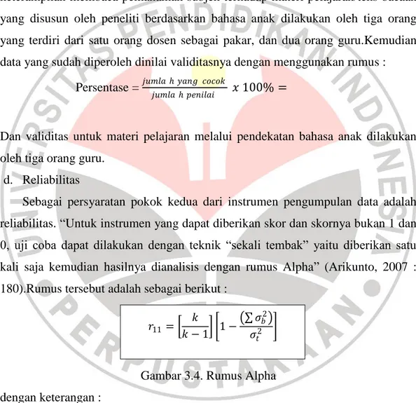 Gambar 3.4. Rumus Alpha  dengan keterangan : 