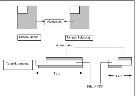 Gambar 3.7 Skema elektroda pada film PVDF 