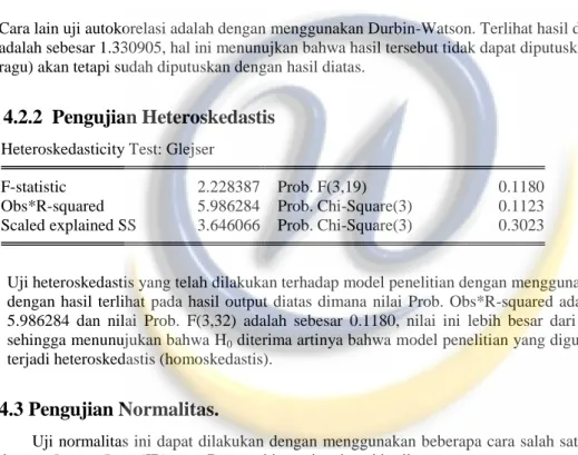 Tabel 1 : Hasil Uji Normalitas 