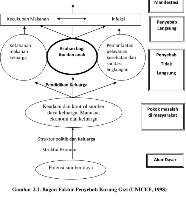 Gambar 2.1. Bagan Faktor Penyebab Kurang Gizi (UNICEF, 1998)  Pemanfaatan 