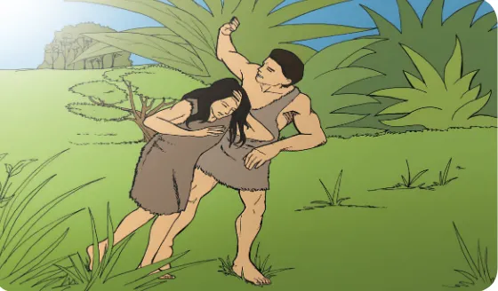 Gambar 4 Adam dan Hawa terbuang dari Taman Eden akibat memberontak terhadap Allah. 