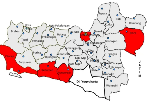 Gambar 3.19 Peta CFR Malaria kabupaten/kota di Provinsi Jawa Tengah Tahun 2011 