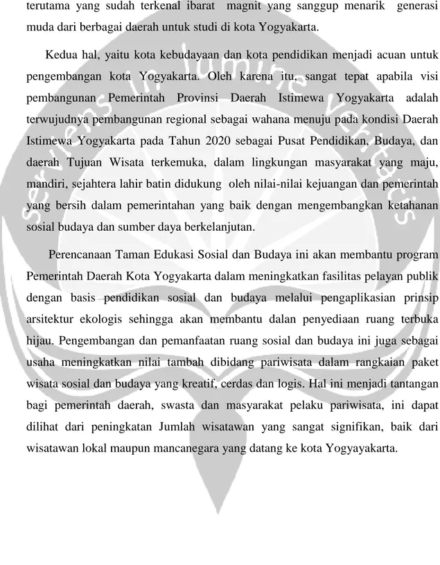 Tabel 1.1 Pertumbuhan Wisatawan ke Kota Yogyakarta Tahun 2010-2012 