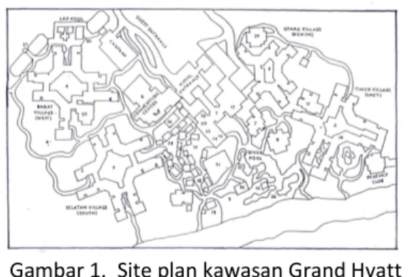 Gambar 1.  Site plan kawasan Grand Hyatt  Hotel Bali 