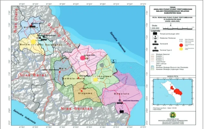 Gambar 1. Pusat-Pusat Pertumbuhan Wilayah di Kabupaten Nias