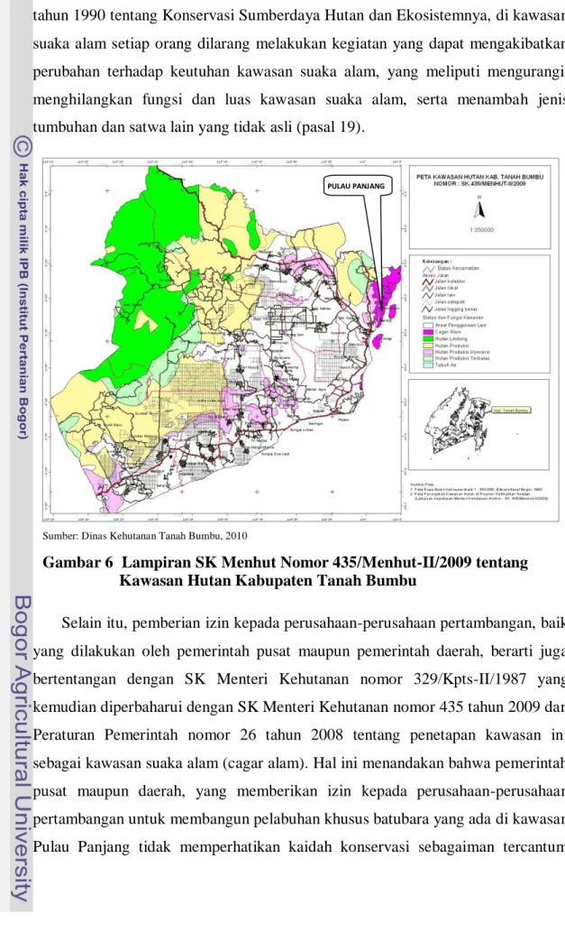 Gambar 6  Lampiran SK Menhut Nomor 435/Menhut-II/2009 tentang  Kawasan Hutan Kabupaten Tanah Bumbu 